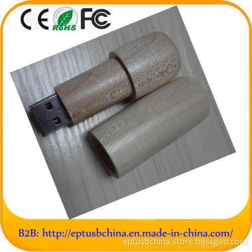 Cylindrical Shape Wooden USB Flash Drive (EW535)